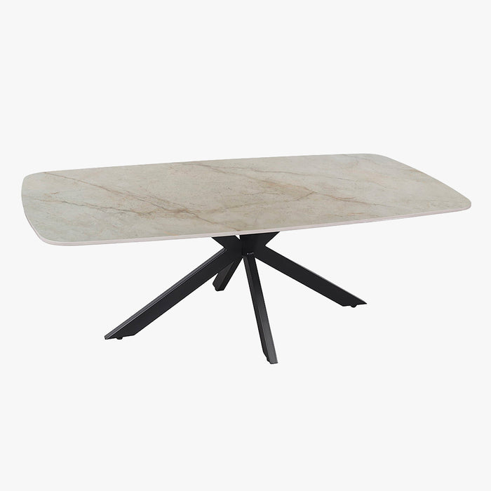 APOLLO Table basse ovale en pierre frittée beige 130 cm