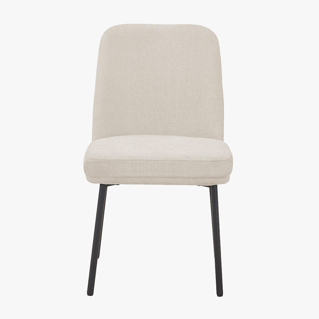 KAYNA Lot de 2 chaises en tissu beige pieds en métal noir