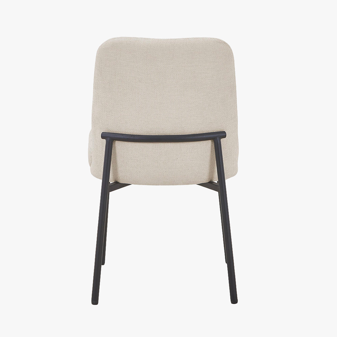 KAYNA Lot de 2 chaises en tissu beige pieds en métal noir