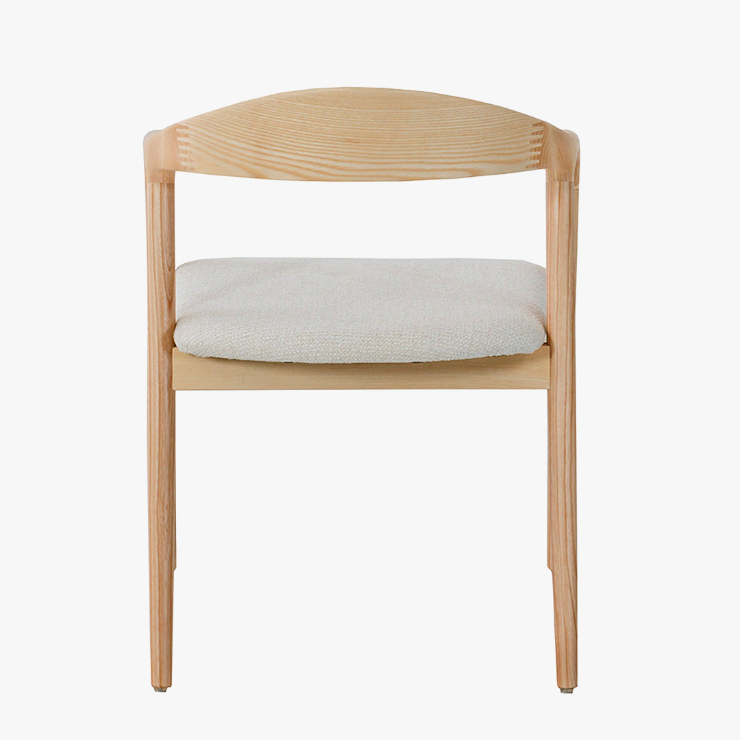 CLAIRE Chaise en tissu beige piètement en bois clair