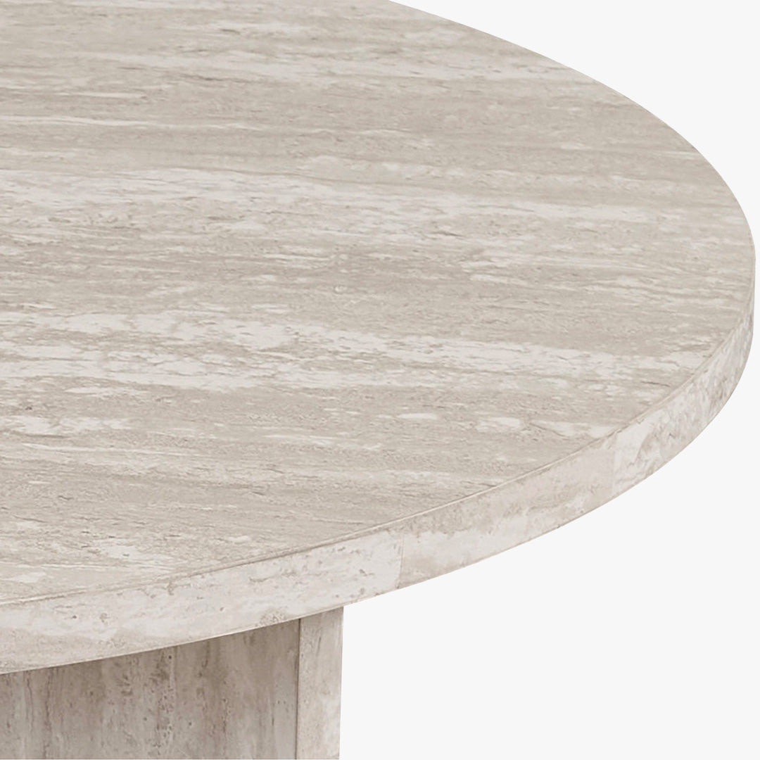 DRASIR Table basse ronde couleur travertin gris D90 cm