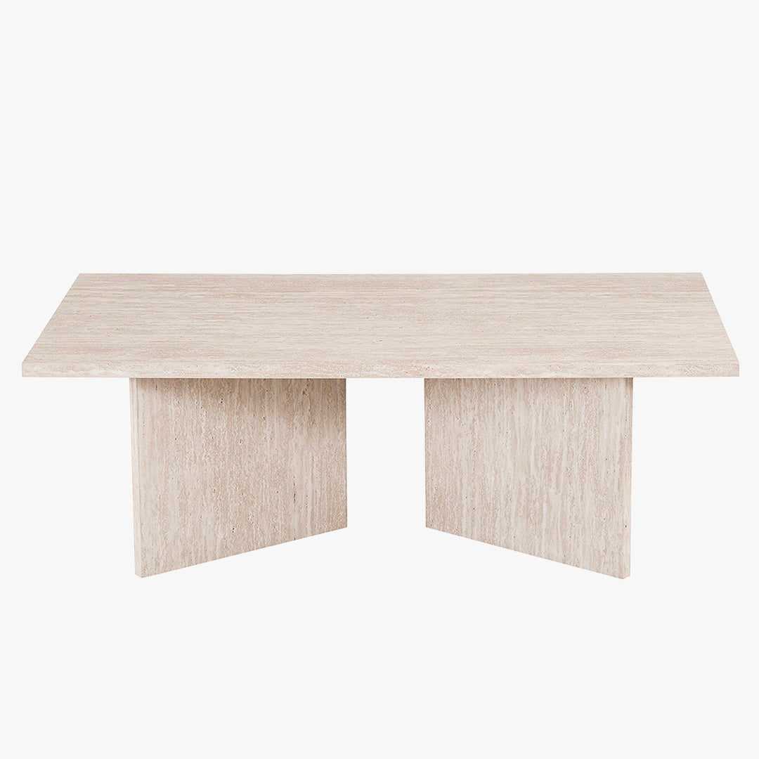 LITAR Table basse rectangulaire couleur travertin beige 125 cm