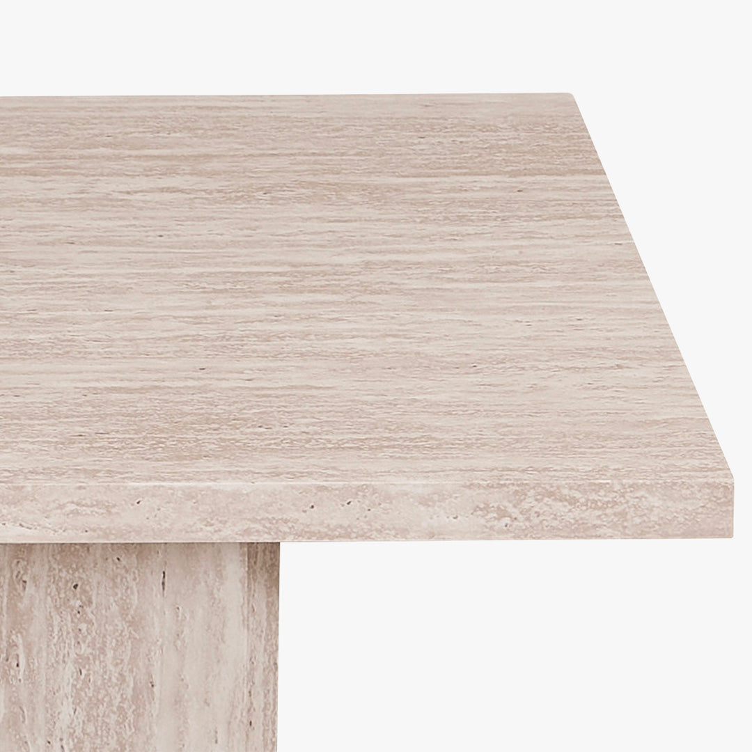 LITAR Table basse rectangulaire couleur travertin beige 125 cm