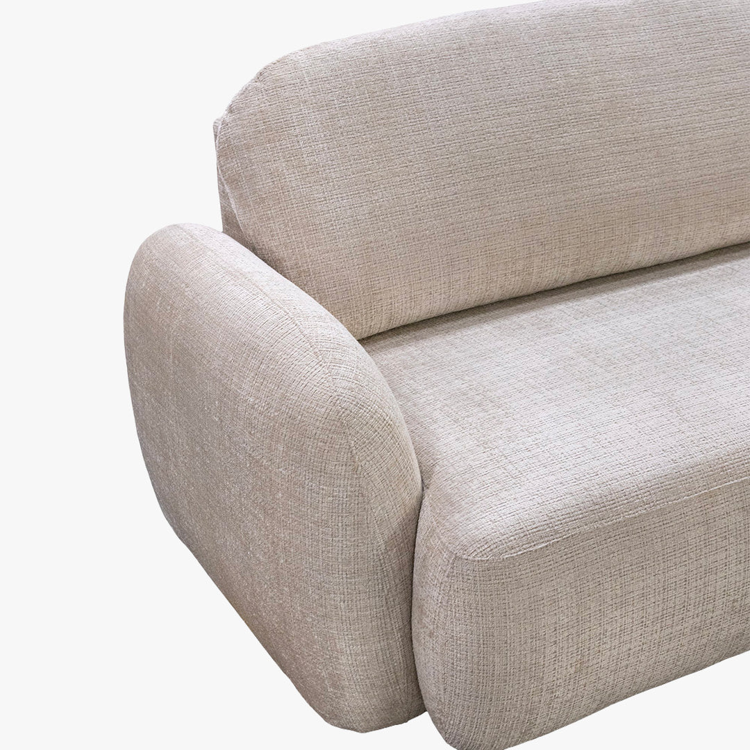 VIONA Canapé d'angle convertible avec coffre en tissu beige - Angle droit