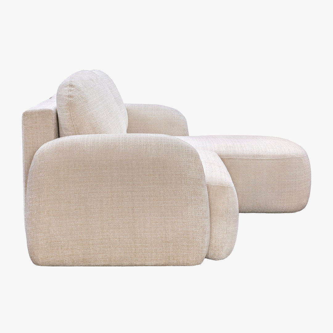 VIONA Canapé d'angle convertible avec coffre en tissu beige - Angle droit