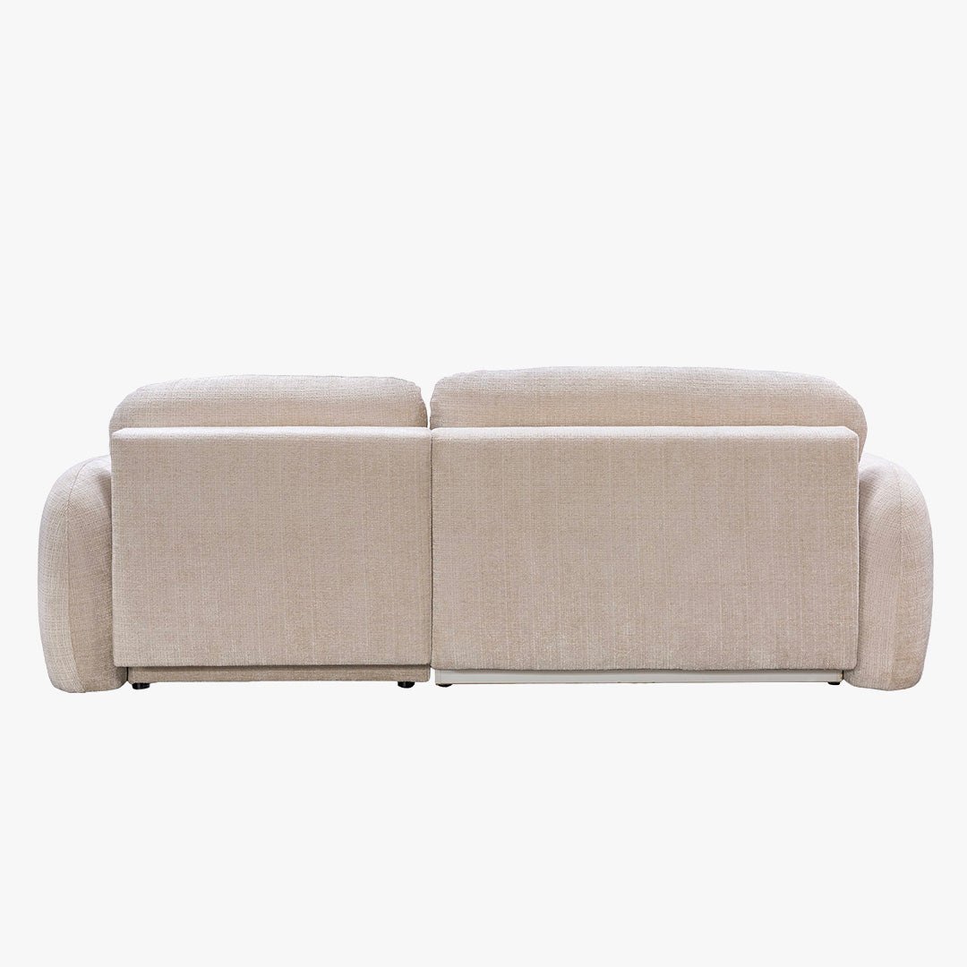 VIONA Canapé d'angle convertible avec coffre en tissu beige - Angle droit