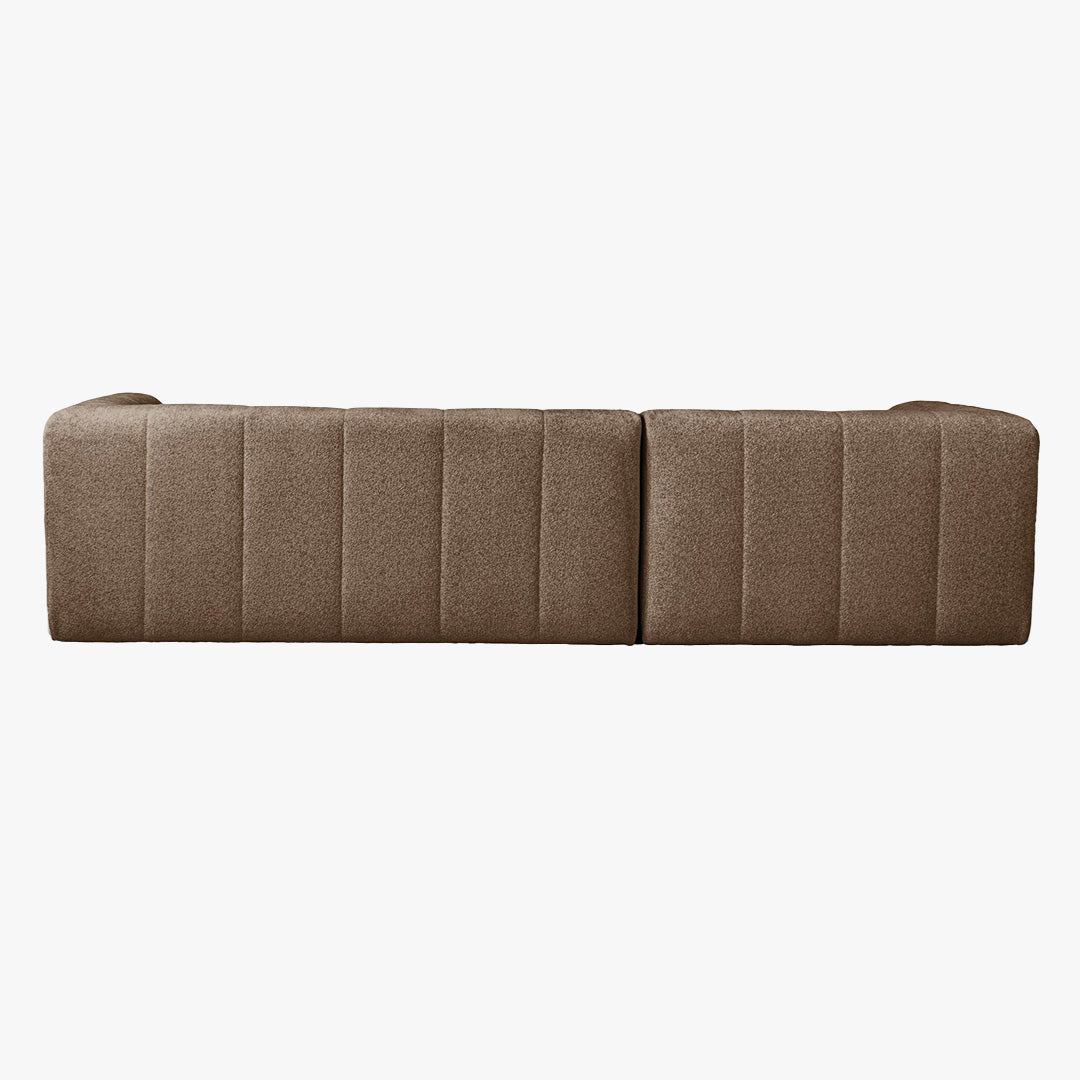 DEYNA Canapé d’angle en tissu capitonné taupe - Angle gauche