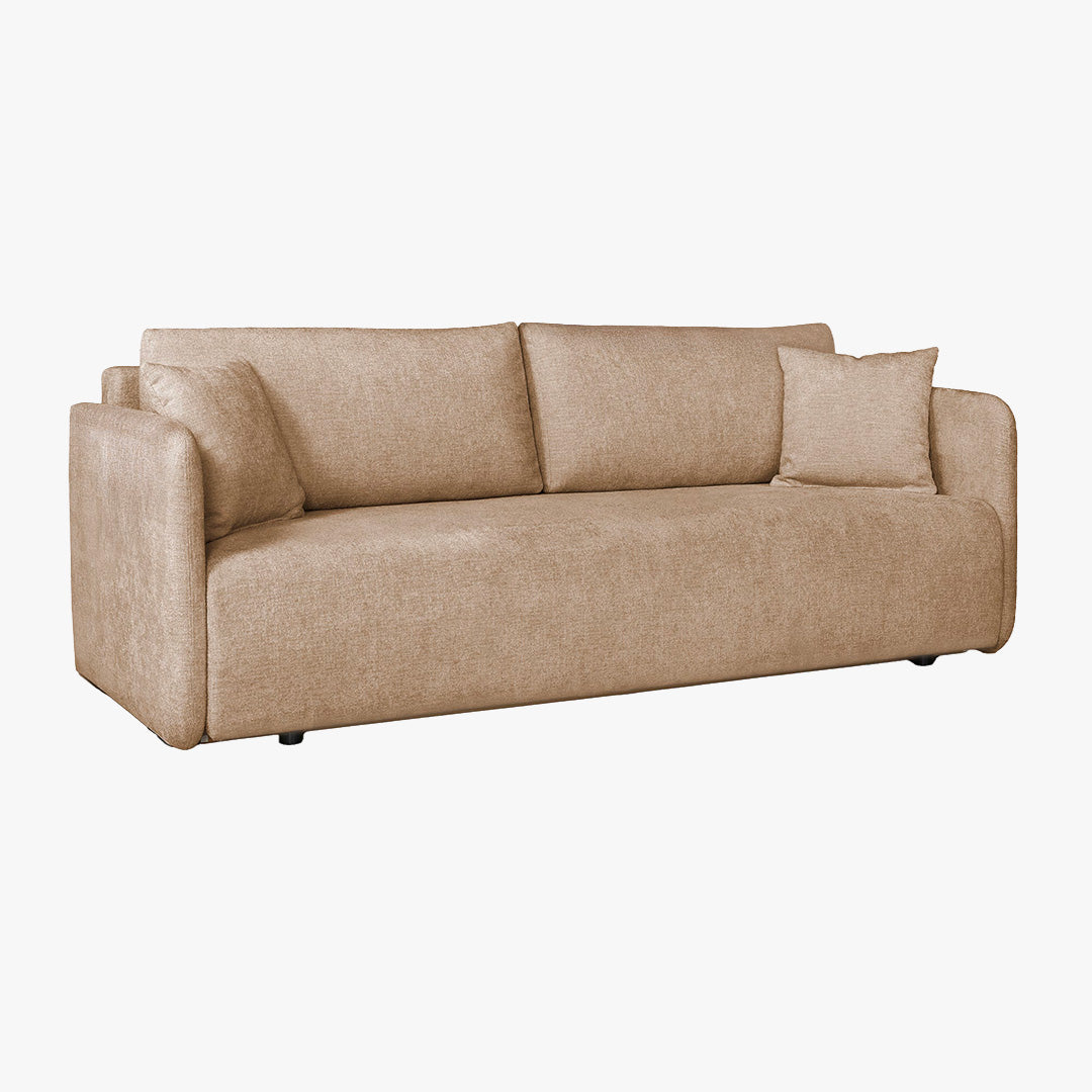 CELSY Canapé 3 places convertible avec coffre en tissu taupe