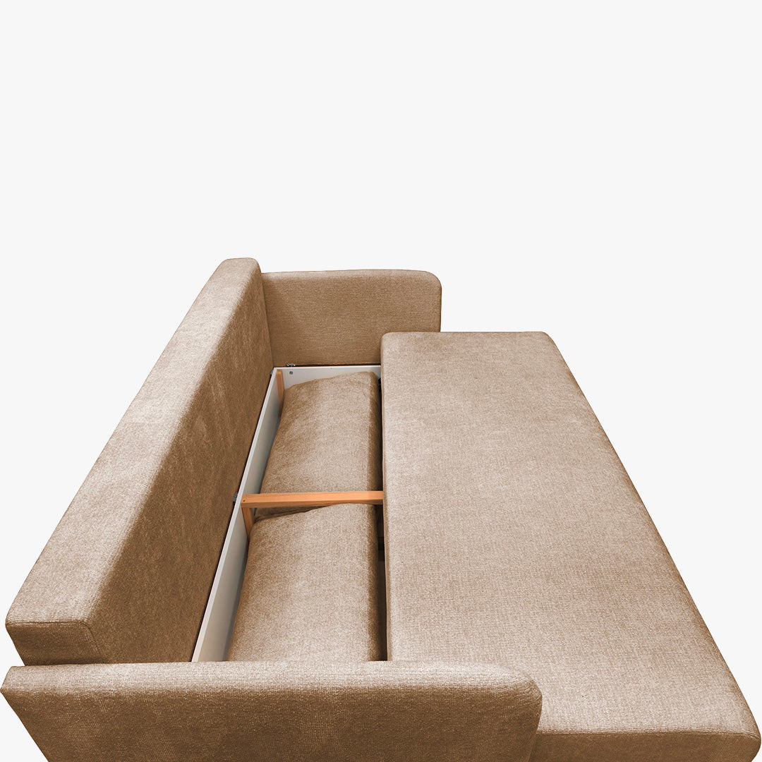 CELSY Canapé 3 places convertible avec coffre en tissu taupe