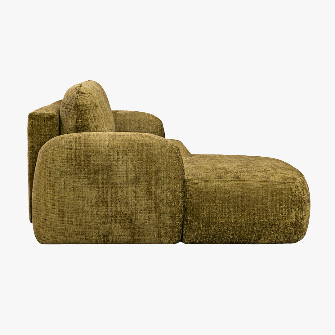 VIONA Canapé d'angle convertible avec coffre en tissu vert - Angle gauche