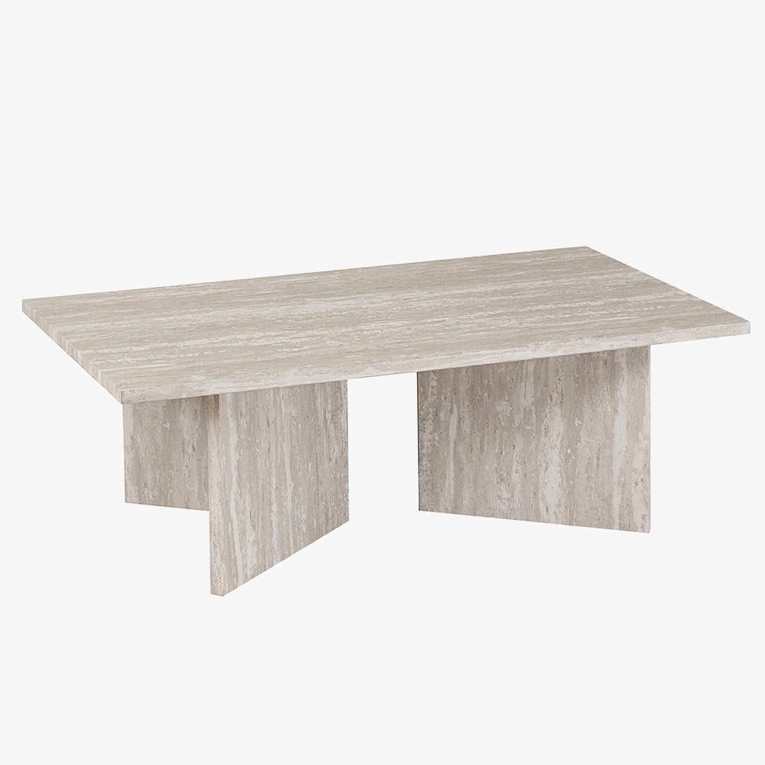 LITAR Table basse rectangulaire couleur travertin gris 125 cm