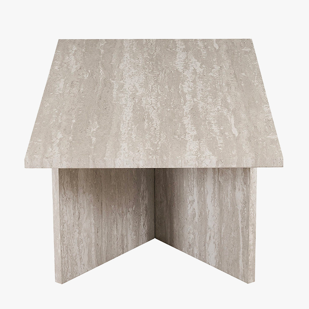 LITAR Table basse rectangulaire couleur travertin gris 125 cm