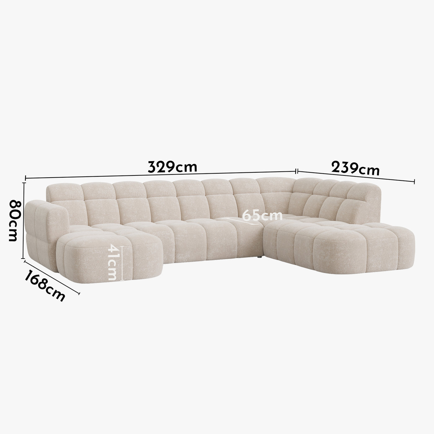 BELIZ XL Canapé panoramique tissu beige - Angle gauche