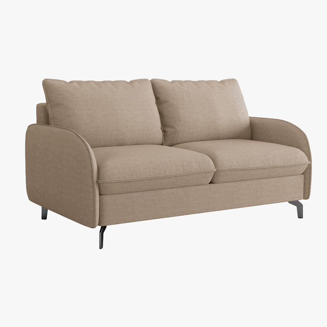 MARTINE Canapé 3 places convertible en tissu taupe matelas 14 cm