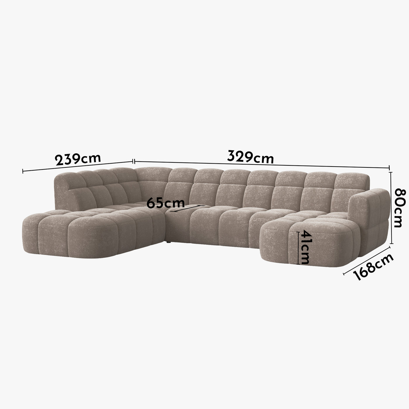 BELIZ XL Canapé panoramique tissu taupe - Angle droit