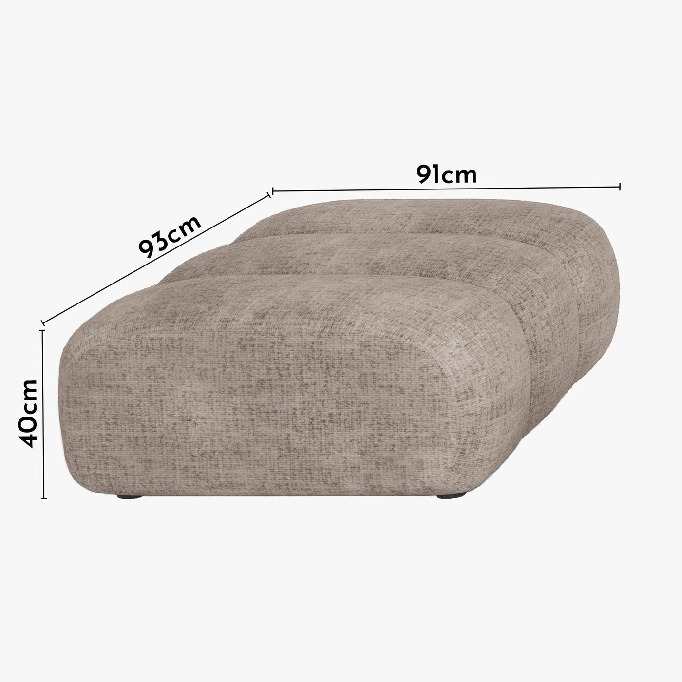 GABYA Pouf rectangle matelassé en tissu taupe