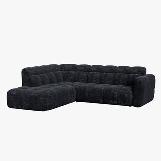 BELIZ Canapé d'angle en tissu noir - Angle gauche