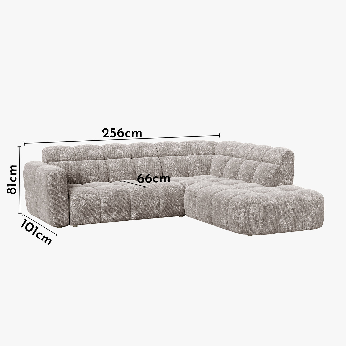 BELIZ Canapé d'angle en tissu taupe - Angle droit