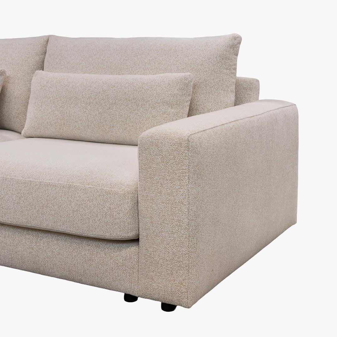 HILONA XL Canapé d'angle en tissu beige - Angle gauche
