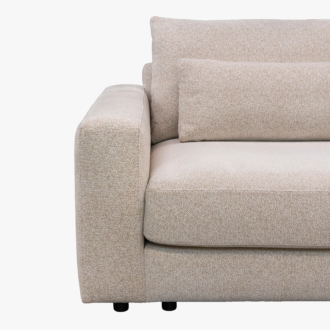HILONA XL Canapé d'angle en tissu beige - Angle droit