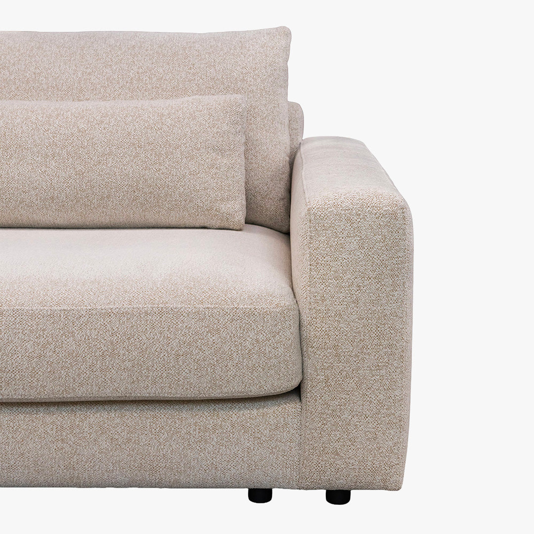 HILONA XL Canapé d'angle en tissu beige - Angle gauche