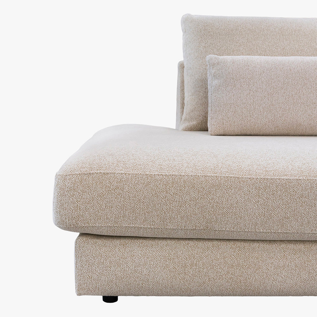 HILONA XL Canapé d'angle en tissu beige - Angle gauche