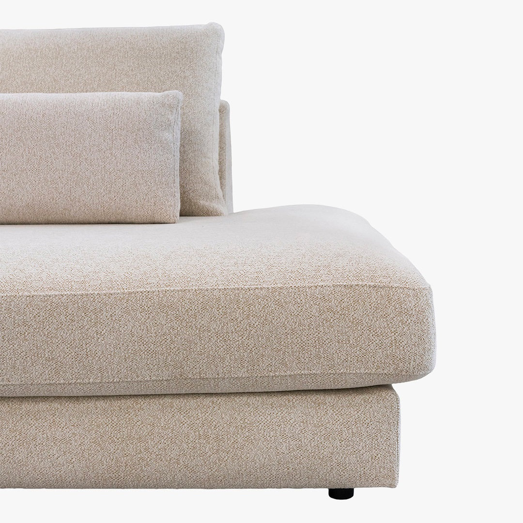 HILONA XL Canapé d'angle en tissu beige - Angle droit