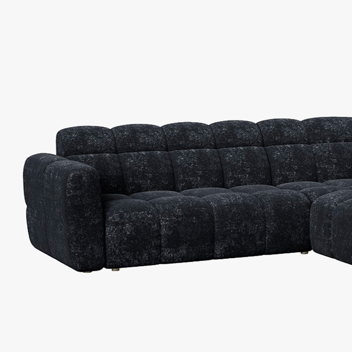 BELIZ Canapé d'angle en tissu noir - Angle droit