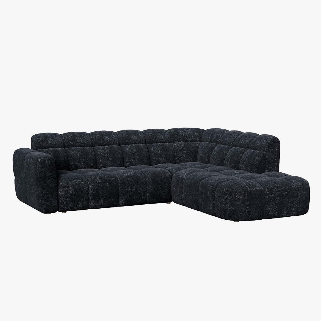 BELIZ Canapé d'angle en tissu noir - Angle droit