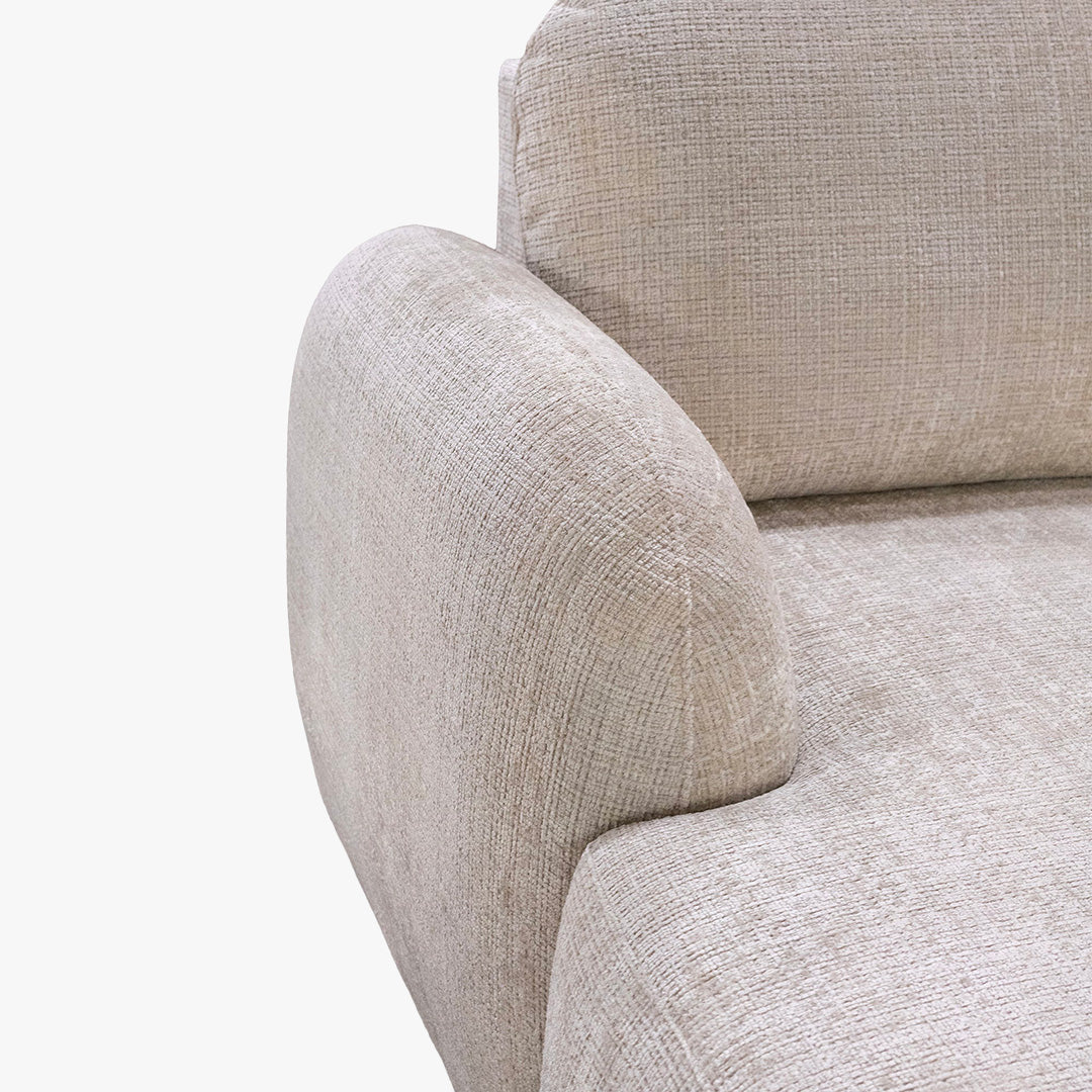 VIONA Canapé d'angle convertible avec coffre en tissu beige - Angle gauche