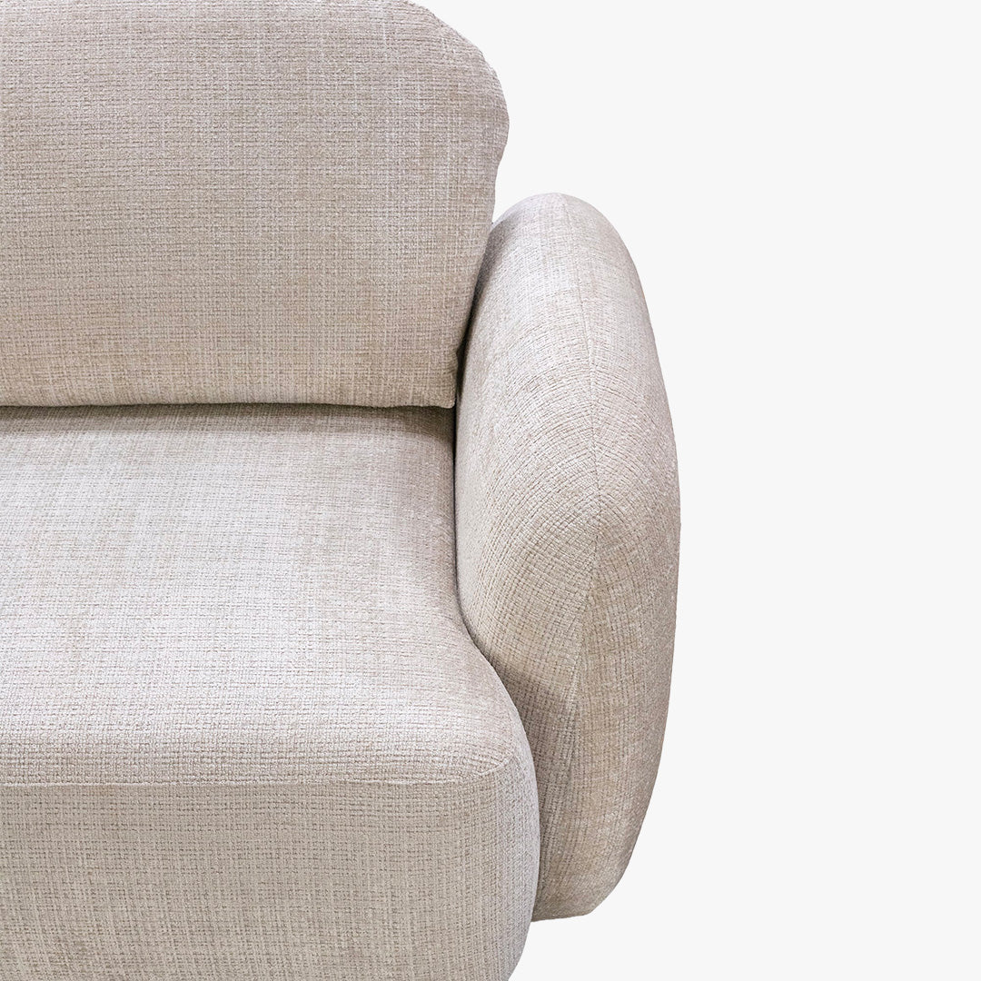 VIONA Canapé d'angle convertible avec coffre en tissu beige - Angle gauche