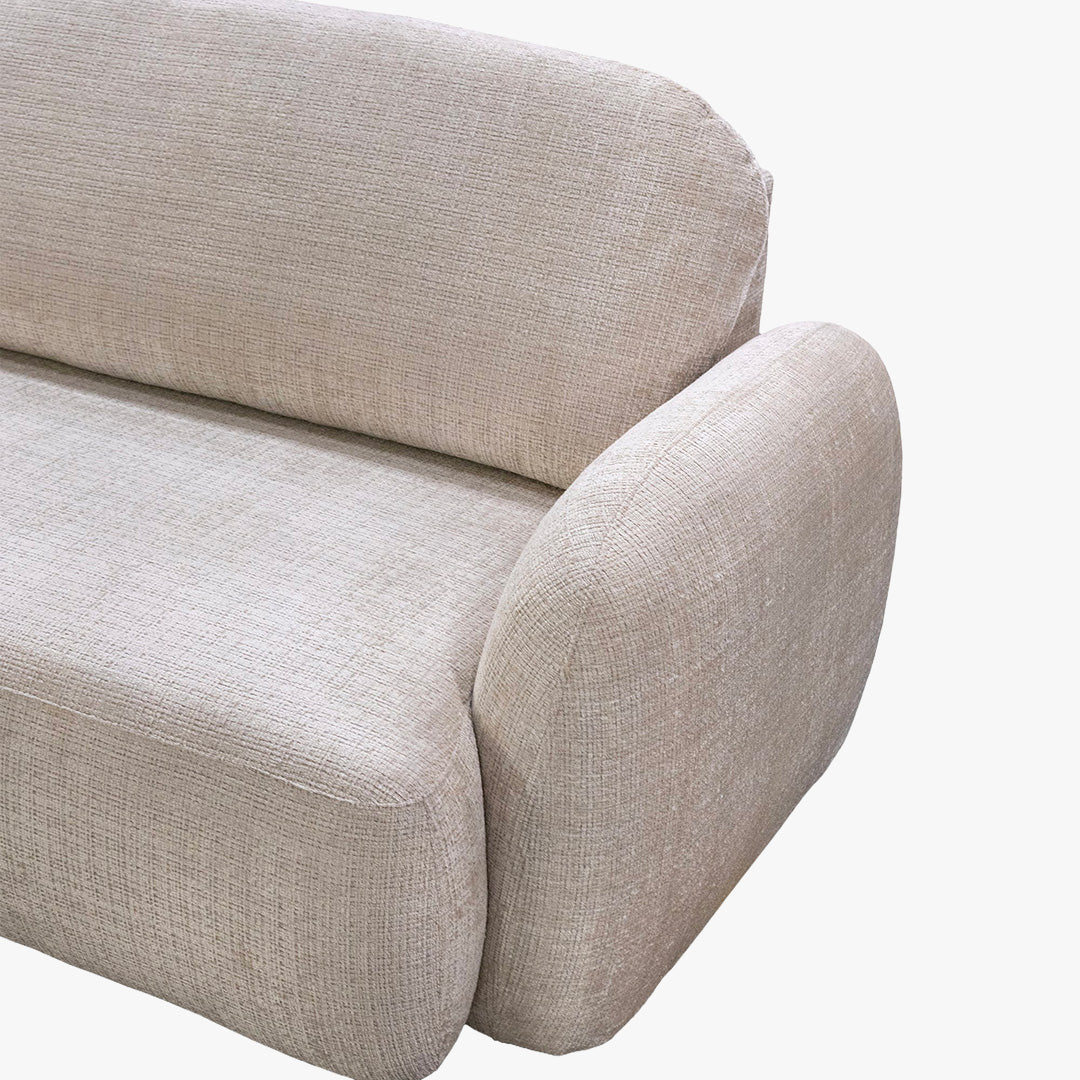 VIONA Canapé d'angle convertible avec coffre en tissu beige - Angle gauche