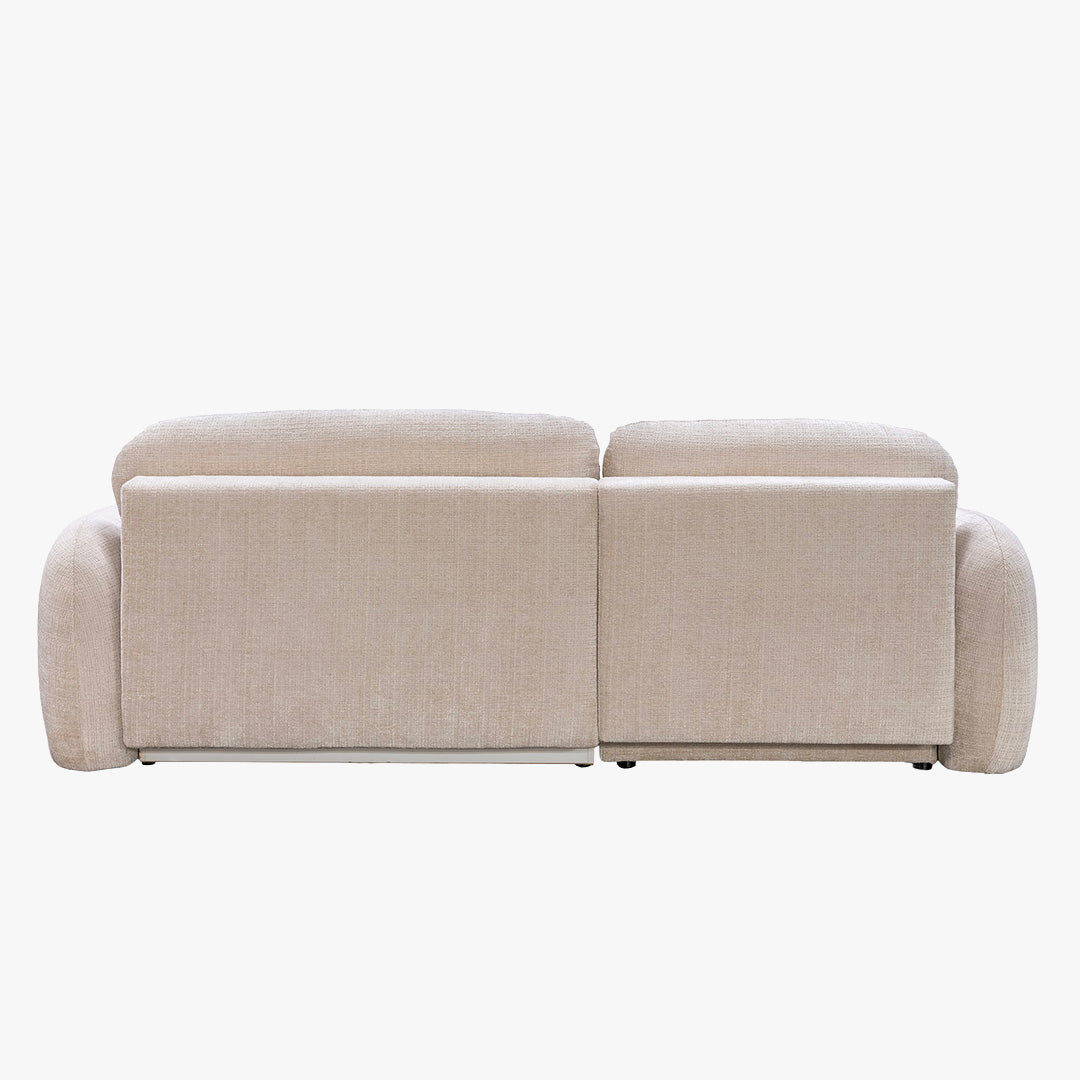 VIONA Canapé d'angle convertible avec coffre en tissu beige - Angle gauche