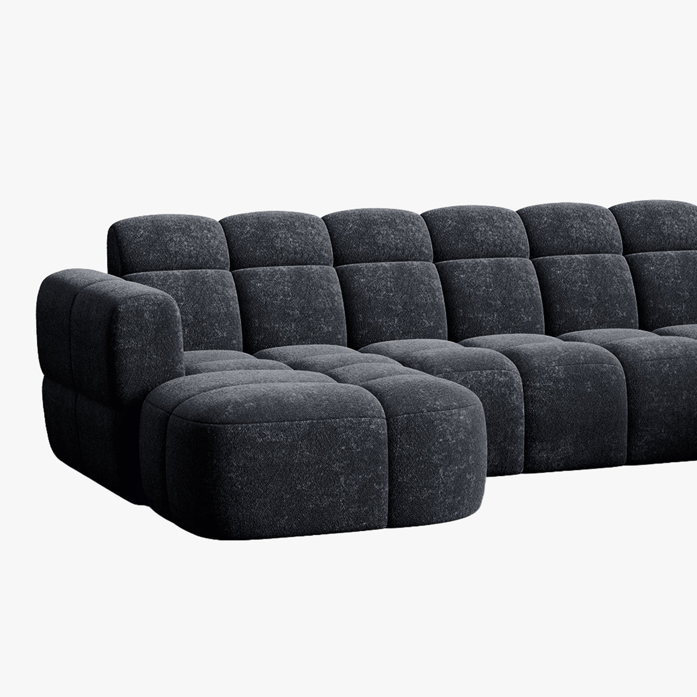 BELIZ XL Canapé panoramique tissu noir - Angle gauche