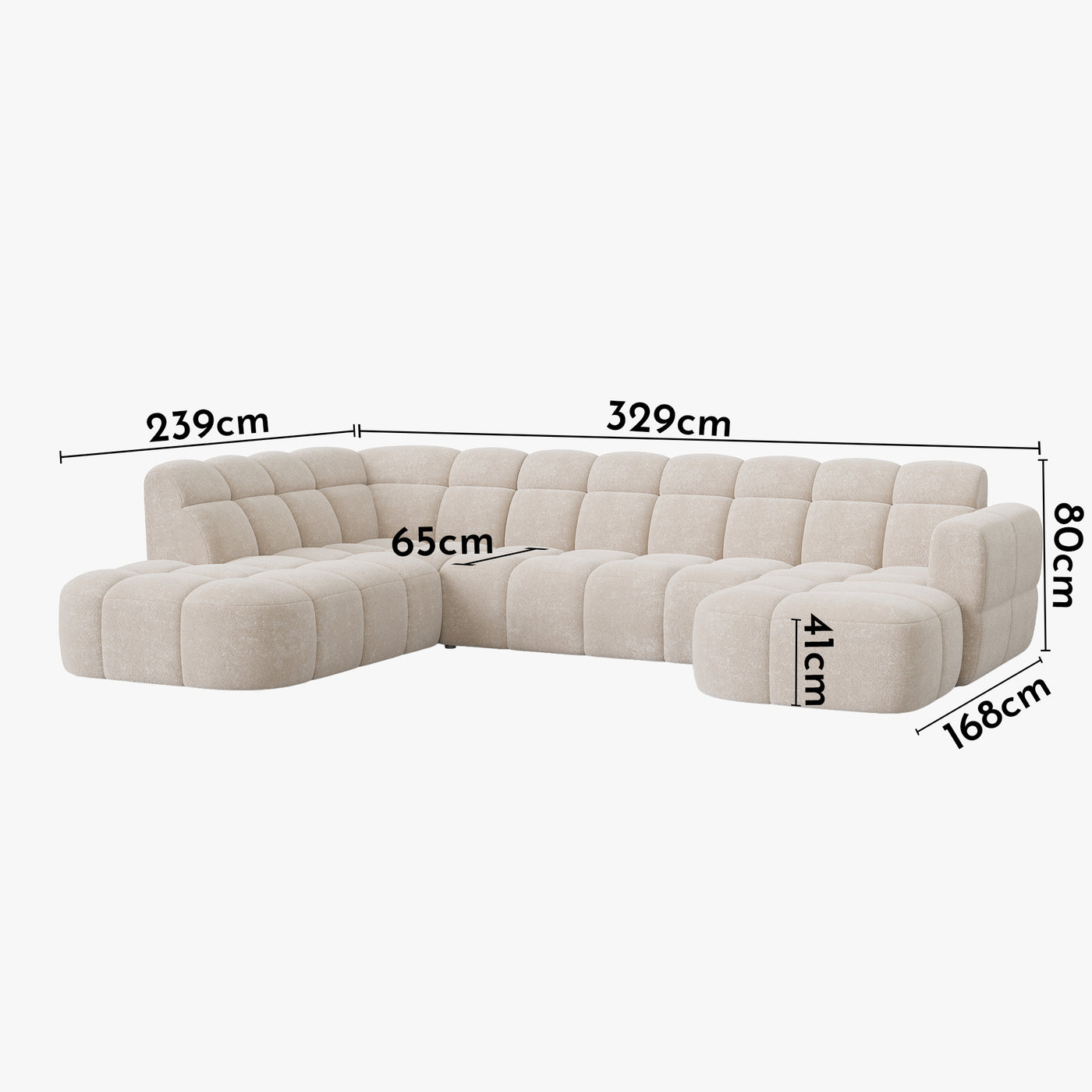 BELIZ XL Canapé panoramique tissu beige - Angle droit