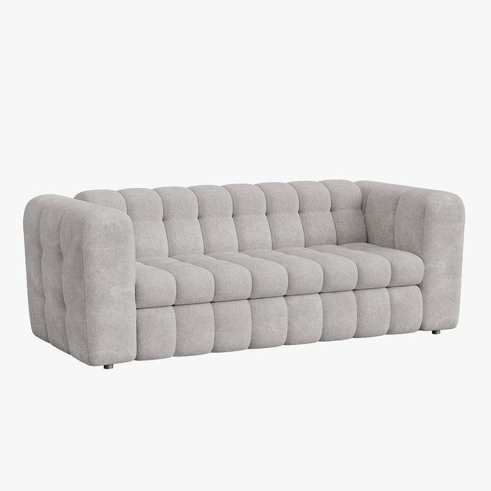 DARIA Canapé 3 places convertible en tissu matelassé gris matelas 14 cm