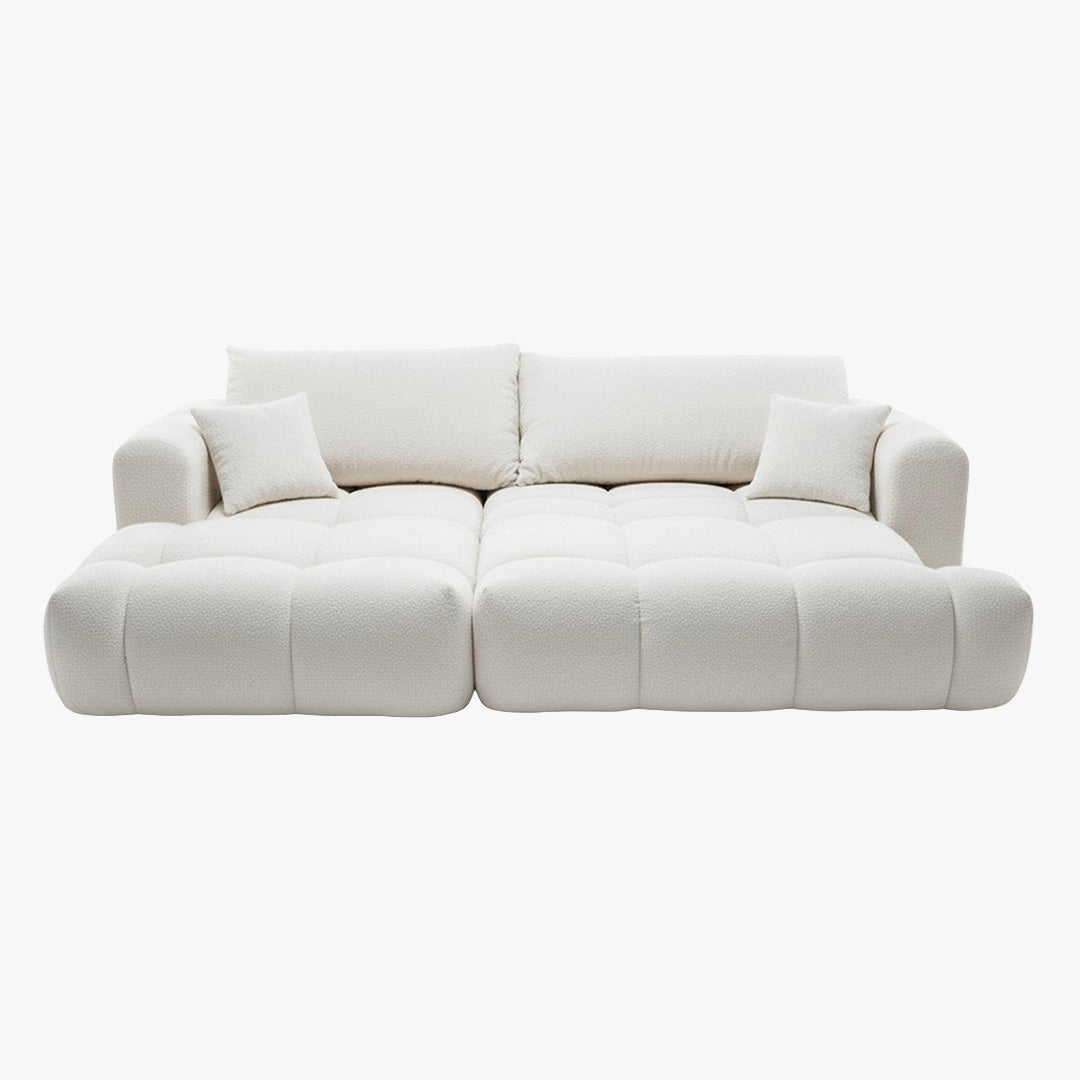 CLOUD Canapé d'angle convertible en tissu bouclette beige - Angle gauche