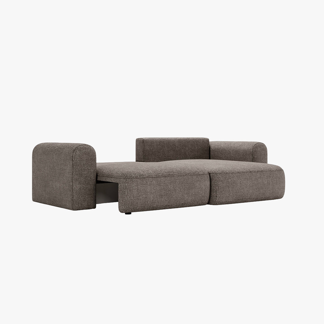 NIRA Canapé d'angle convertible réversible avec coffre en tissu gris