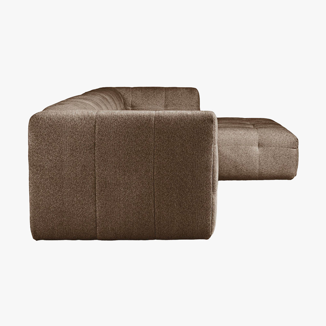 DEYNA Canapé d’angle en tissu capitonné taupe - Angle droit