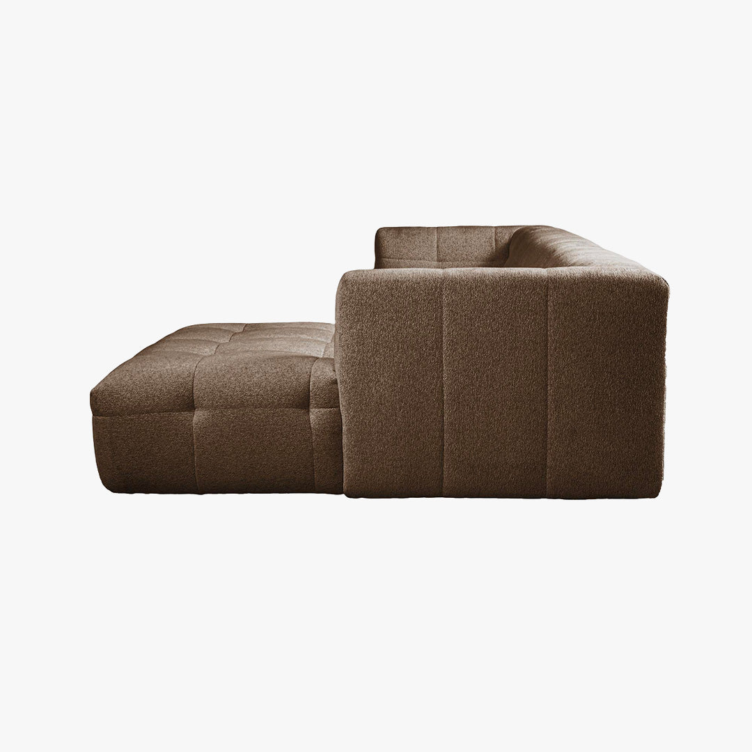 DEYNA Canapé d’angle en tissu capitonné taupe - Angle droit