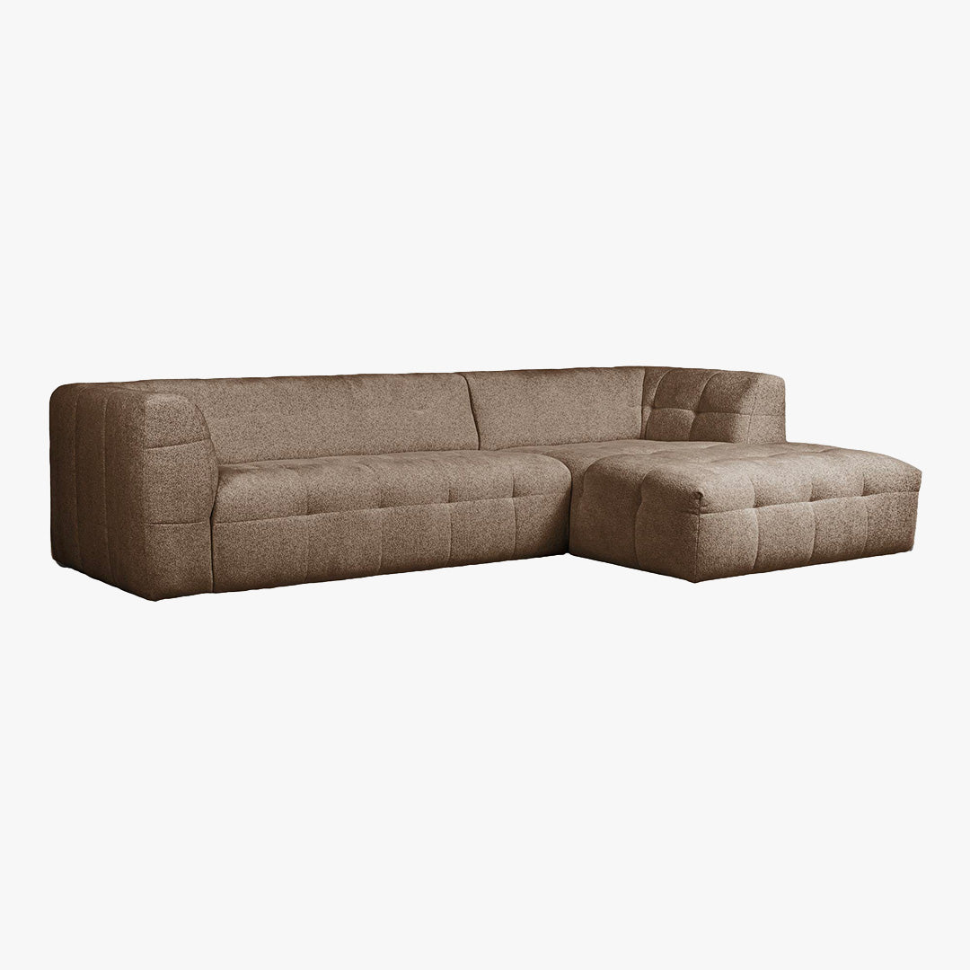 DEYNA Canapé d’angle en tissu capitonné taupe - Angle droit