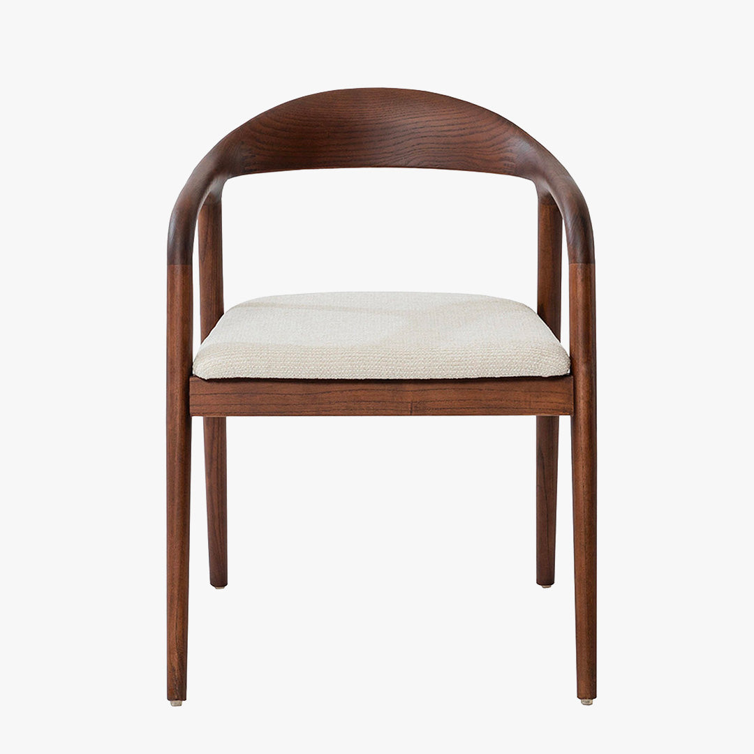 CLAIRE Chaise en tissu beige piètement en bois foncé