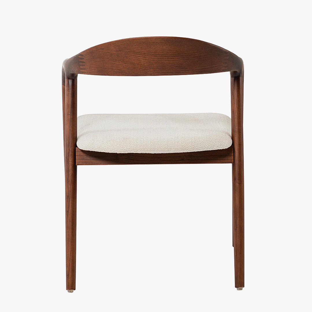 CLAIRE Chaise en tissu beige piètement en bois foncé