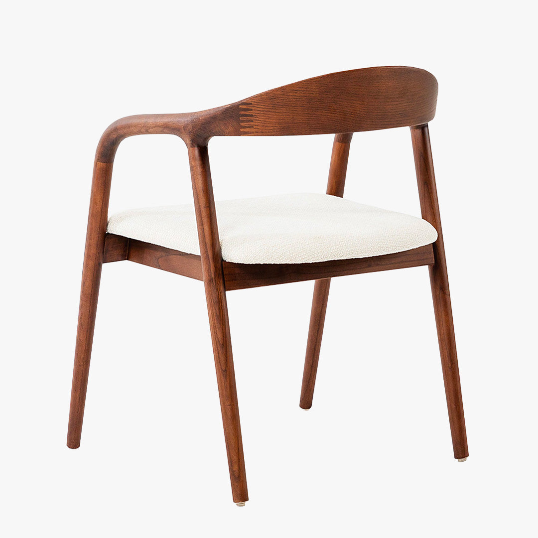 CLAIRE Chaise en tissu beige piètement en bois foncé