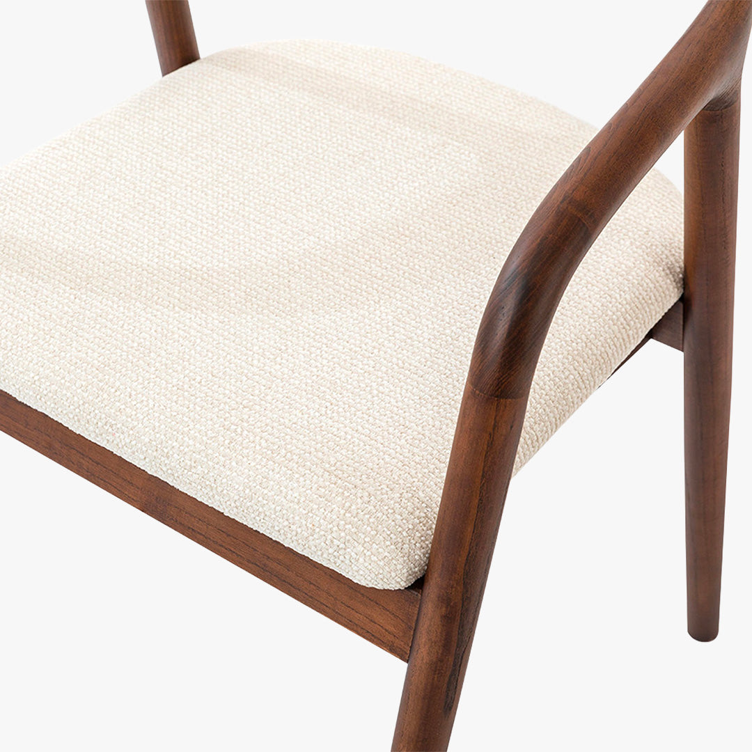 CLAIRE Chaise en tissu beige piètement en bois foncé