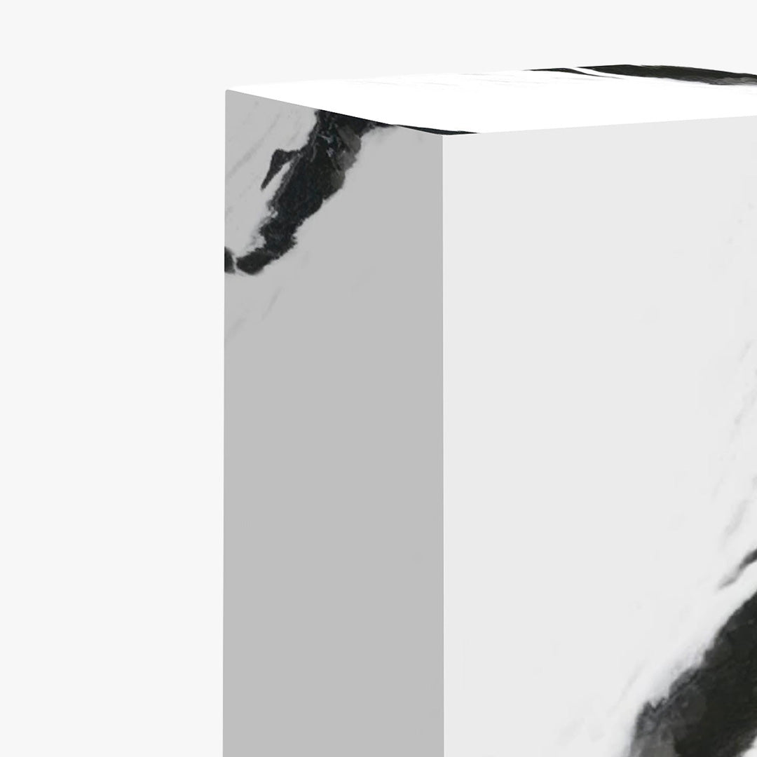 TRESA Table d'appoint marbre d'ingénierie blanc et noir