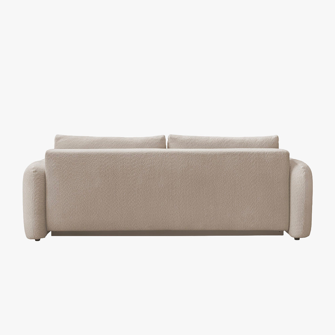 APRILIA Canapé 3 places convertible avec coffre en tissu bouclette beige