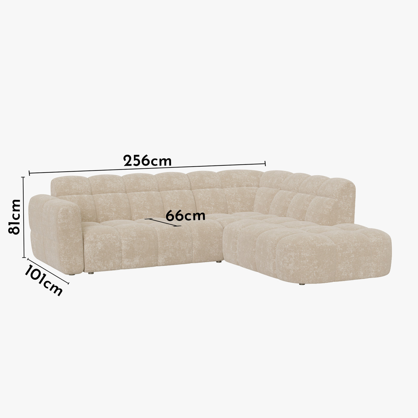 BELIZ Canapé d'angle en tissu beige - Angle droit