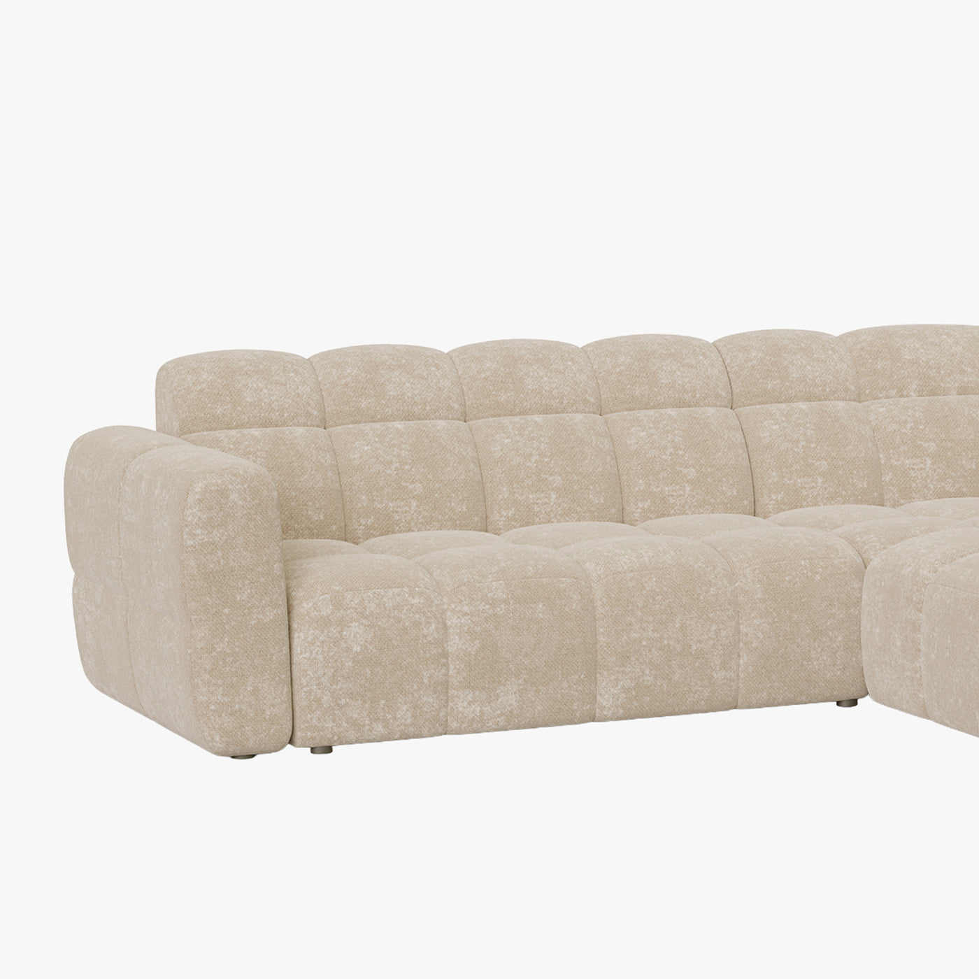 BELIZ Canapé d'angle en tissu beige - Angle droit