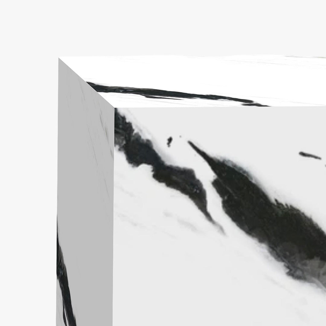 JASMIA Table basse carré marbre d'ingénierie blanc et noir